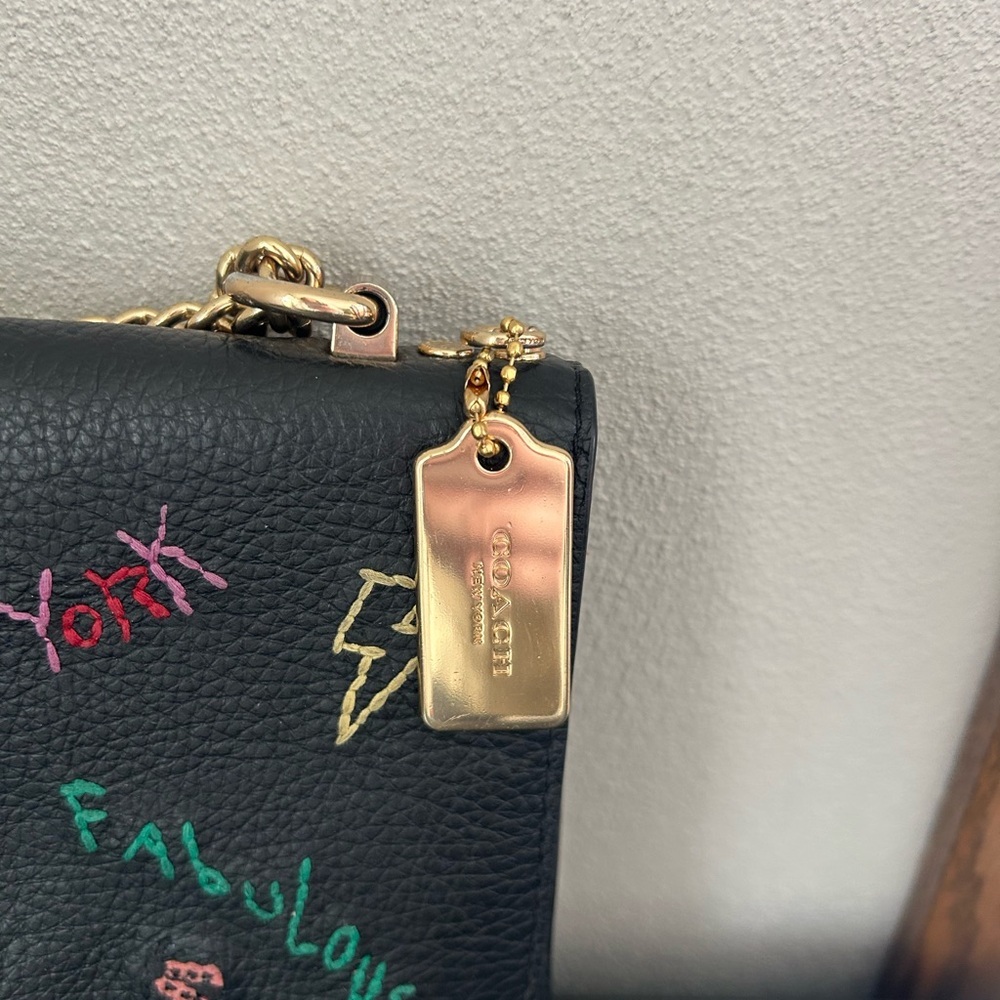 Coach Klare Diary Embroidered Black Leather Crossbody Bag C8283 - Picture 7 of 15